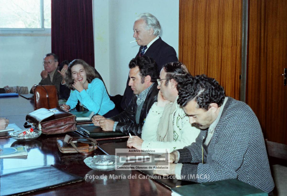 Concha Caballero participando en la Primera Conferencia sobre la Reforma Agraria Integral organizada por el PCA. Sevilla, 1982. Foto de María del Carmen Escobar, Maca (AHCCOOA).